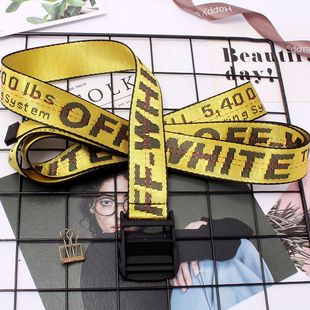 WHITE工业风格 正确版 Belt17ss OW黄色腰带 帆布刺绣皮带潮 本OFF