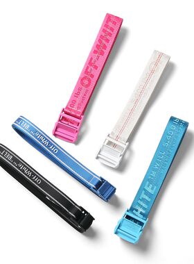 现货 off white金属头织带提花字母logo工业腰带ow刺绣透明皮带