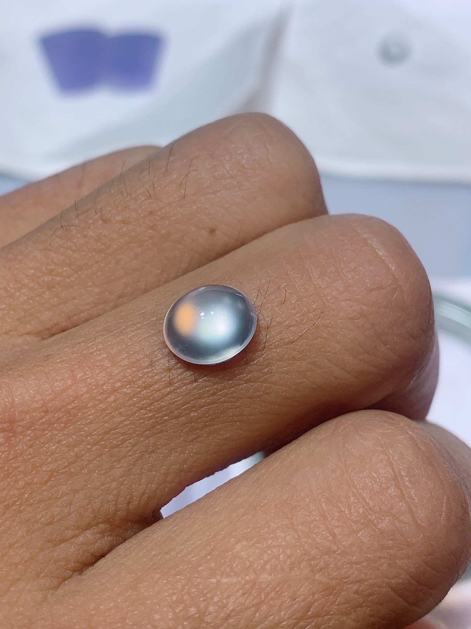 天然A货翡翠玻璃种起荧光蛋面戒面镶嵌戒指手链底子纯净白度干净