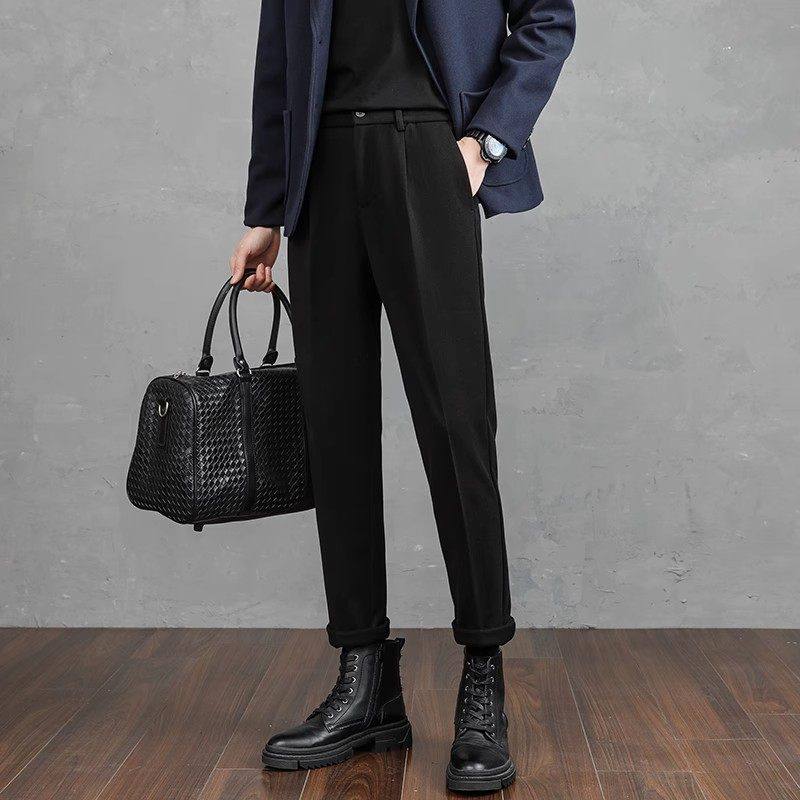 春季毛呢裤子男韩版九分小西裤修身加厚松紧腰休闲裤CY86-P48，男装西裤，星座610（原A335）