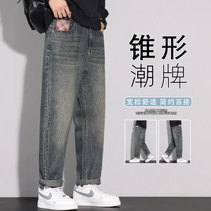 牛仔裤男士2026春季新款宽松直筒潮牌美式复古休闲长裤K6610-P52图片
