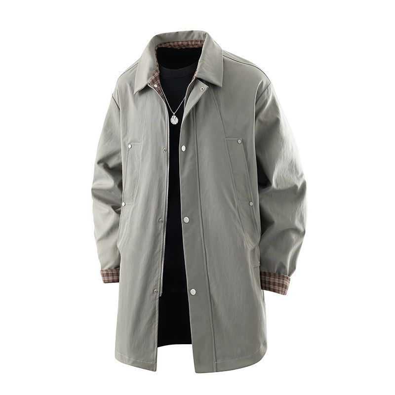大码男士风衣2025秋季新款休闲宽松中长款工装外套Q5539-P78，男装风衣，星座610（原A335）