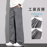 纯棉工装裤男秋季潮牌直筒宽松美式高街休闲运动阔腿裤K6650-P60，男装工装外套，星座610（原A335）