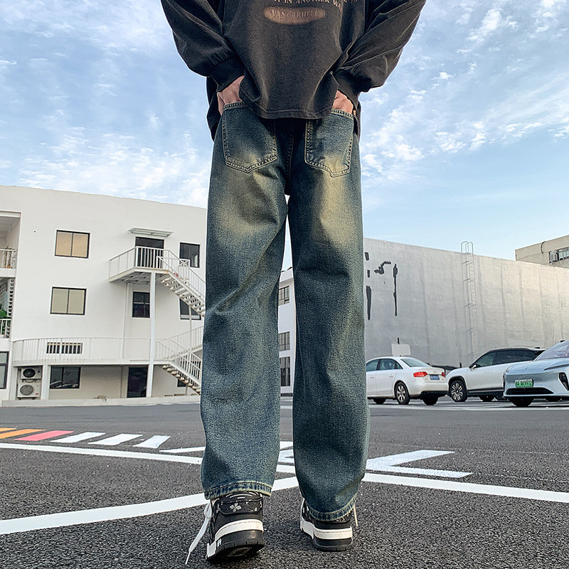 秋冬美式复古潮牌黑色牛仔裤男宽松潮流高街直筒裤子TS112-P45,男装牛仔裤,星座610（原A335）