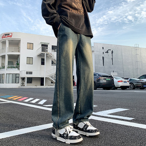 牛仔裤男秋冬直筒男裤时尚潮牌男生裤子宽松阔腿裤男款TS112-P45图片