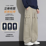 纯棉工装裤男士春季2026新款宽松直筒裤青少年休闲裤Z9995-P55，男装工装外套，星座610（原A335）