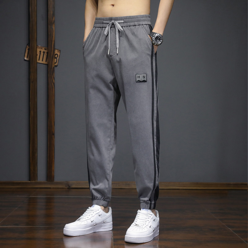 夏季新款冰丝裤男士潮牌宽松束脚运动青少年休闲长裤K2335-P50图片