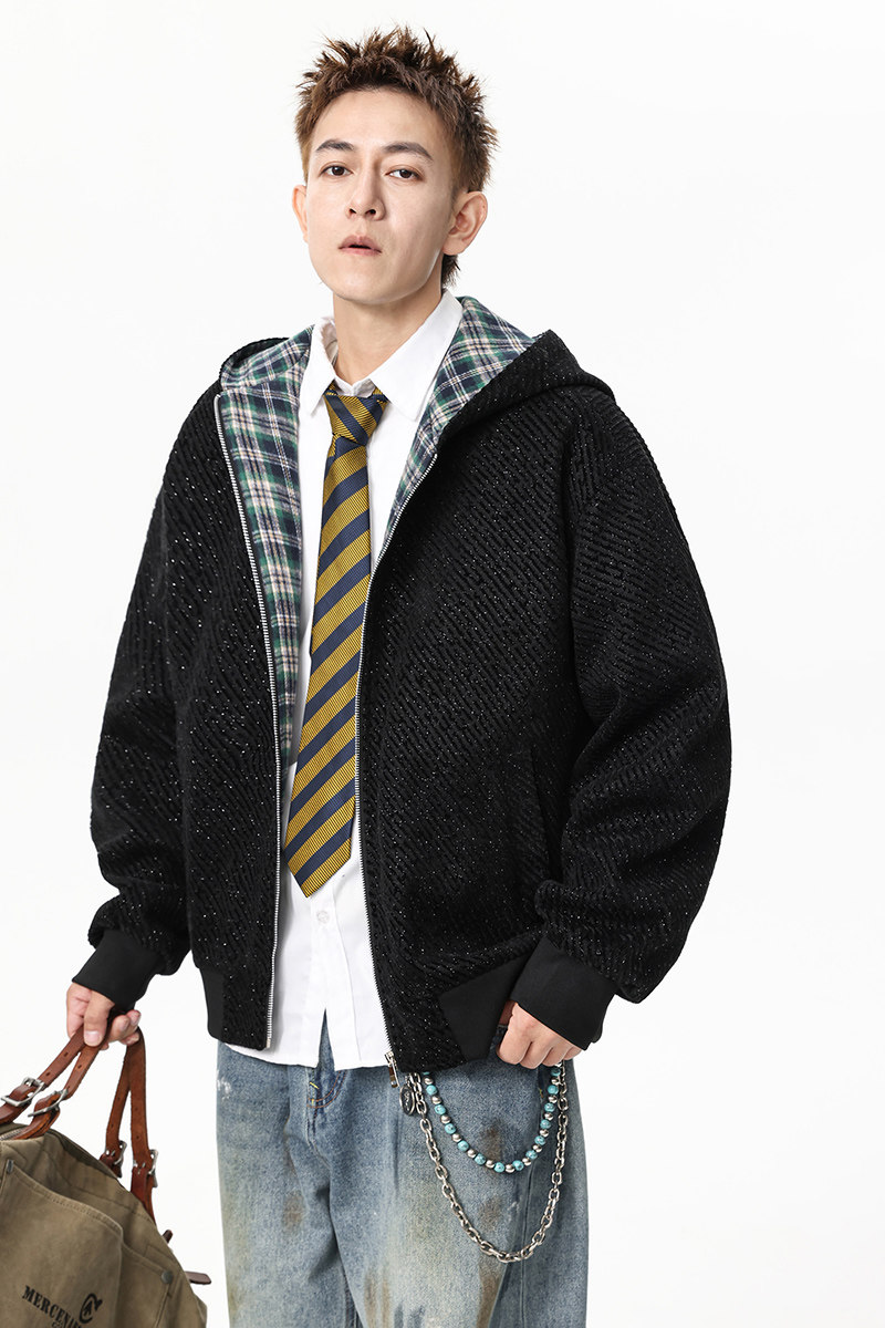 外套男秋季美式高街风休闲帽衫外套oversize开衫夹克Q5561-P68,男装夹克,星座610（原A335）