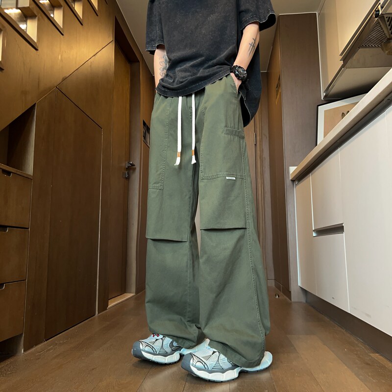工装裤男春夏宽松直筒抽绳复古机能伞兵冲锋休闲裤K2715-P50,男装休闲裤,星座610（原A335）