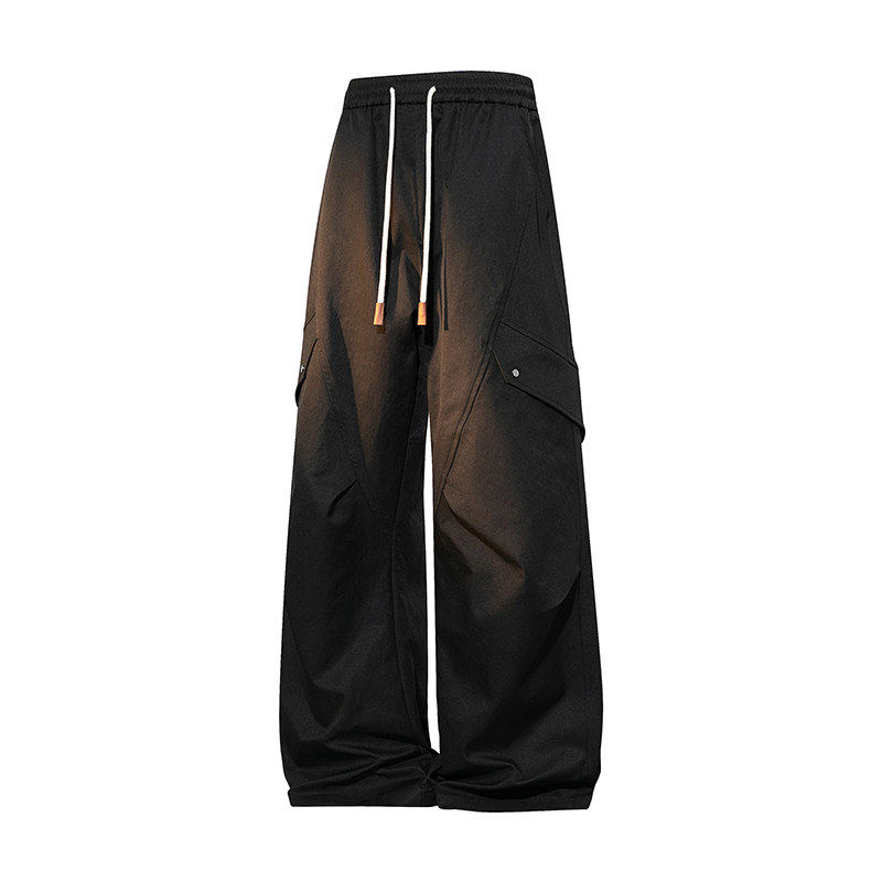 男春季2026新款美式宽松直筒阔腿长裤男士褶皱伞兵裤Q29172-特P35，男装休闲裤，星座610（原A335）