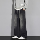 褶皱渐变牛仔裤男春季潮牌美式水洗直筒裤子宽松阔腿裤TS612-P45，男装牛仔裤，星座610（原A335）