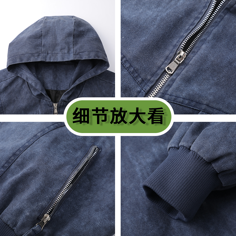 渐变色短款夹克男工装连帽大口袋美式休闲外套上衣JS5615-P105，男装夹克，星座610（原A335）