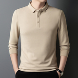 男士长袖t恤上衣服翻领polo衫爸爸装秋季新款打底衫PL5588-特P30，男装T恤，星座610（原A335）