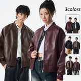 男士美式PU皮皮衣2025年秋季新款棒球领廓形机车夹克JS5619-P90，男装夹克，星座610（原A335）