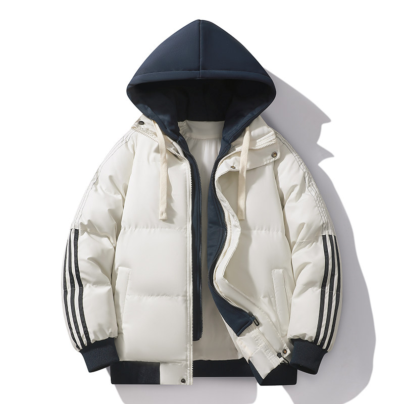 三条杠连帽棉衣男冬季加厚保暖假两件连帽棉服外套潮MY0777-P82,男装棉衣,星座610（原A335）