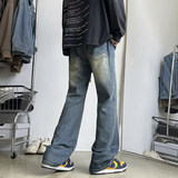 秋冬新款微喇牛仔裤男宽松直筒美式复古高街潮牌阔腿裤K1931-P45，男装牛仔裤，星座610（原A335）