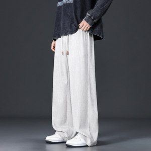 春季潮牌休闲裤青少年系绳设计直筒裤宽松大码阔腿裤Q29151-特P32，男装休闲裤，星座610（原A335）