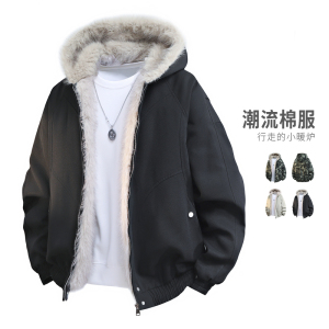 美式棉服男款2025冬季保暖加厚毛领派克服外套潮MY2519-P98