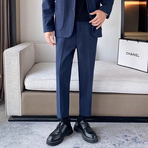 酒店风春季毛呢休闲西裤男士修身百搭松紧腰轻奢裤子CY86-P48，男装西裤，星座610（原A335）