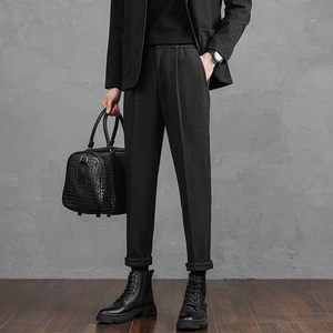 春季毛呢裤子男时尚韩版九分小西裤松紧腰加厚休闲裤CY86-P48，男装西裤，星座610（原A335）