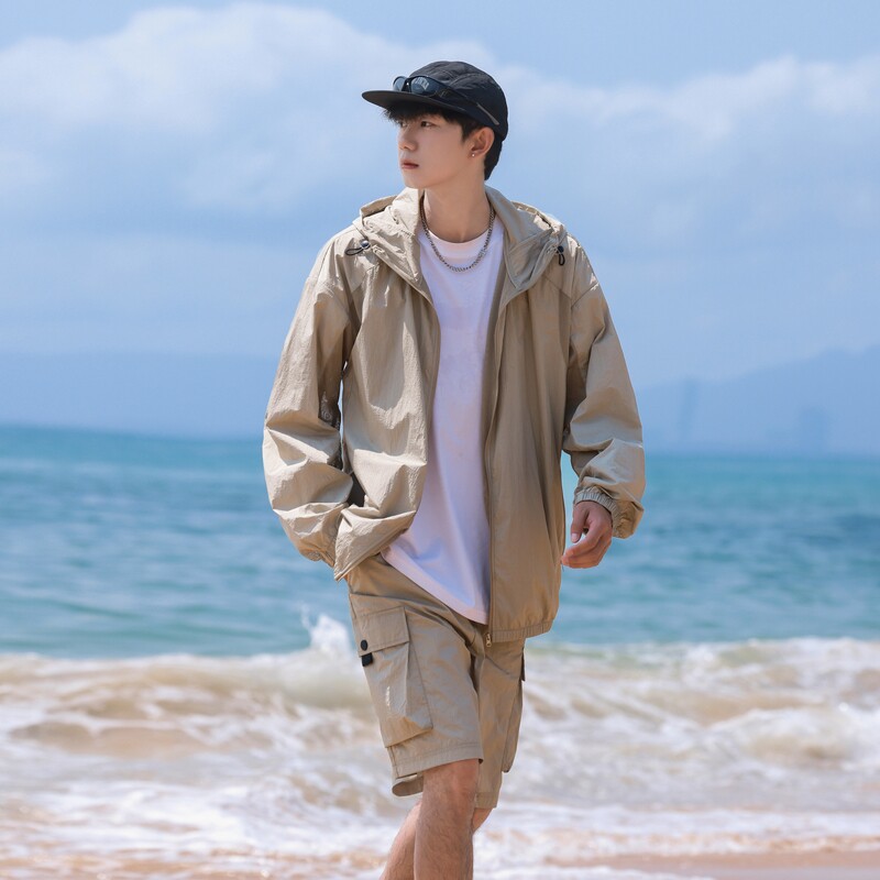 UPF50+防晒衣冰丝短裤套装男士夏季凉爽防紫外线两件套TZ5571-P85图片