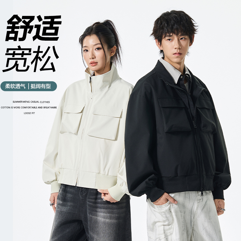 工装夹克男秋季2025新款美式复古宽松痞帅休闲短款外套JS5608-P78，男装夹克，星座610（原A335）