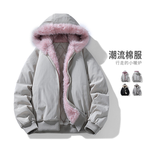 毛领座山雕棉服男2025冬季加厚夹克短款解构棉衣外套MY2524-P95图片