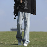 高街水洗做旧牛仔裤男美式复古微喇裤潮牌直筒显瘦裤子K1931-P45，男装牛仔裤，星座610（原A335）