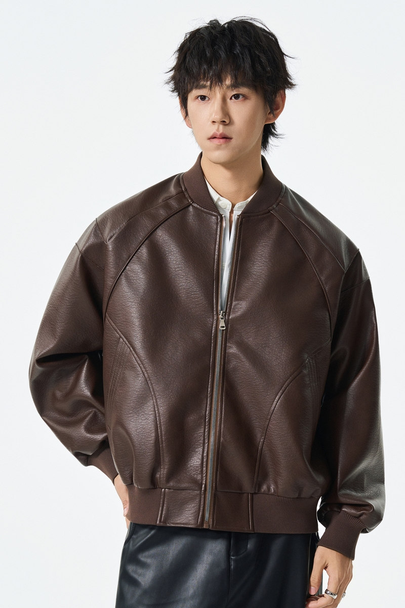 男士复古立领PU皮夹克2025秋季新款潮流通勤宽松皮衣JS5619-P90,男装夹克,星座610（原A335）