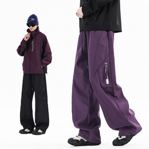 潮牌春款速干休闲裤男潮流宽松直筒户外运动冲锋伞兵裤Z6909-P42图片
