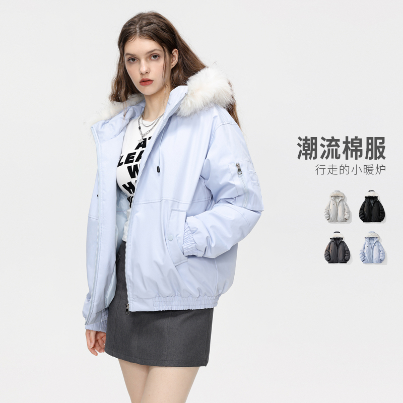 美式潮牌座山雕毛领羽绒棉服男款秋冬情侣棉衣外套MY2525-P100，男装棉衣，星座610（原A335）