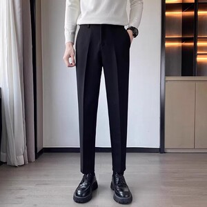 店主风春季西裤男士时尚韩版百搭厚款修身轻奢休闲裤CY89-P48图片