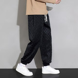 棋盘格灯芯绒裤子男款春季休闲潮牌宽松大码阔腿卫裤Q2370-P40，男装休闲裤，星座610（原A335）