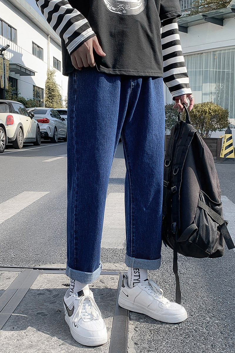 2021秋冬牛仔裤男潮牌ins港风宽松潮流坠感痞帅时尚K8001-P50,男装牛仔裤,星座610（原A335）