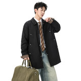 夹克男2025新款高级感痞帅秋季宽松中长版风衣外套Q5539-P78，男装夹克，星座610（原A335）