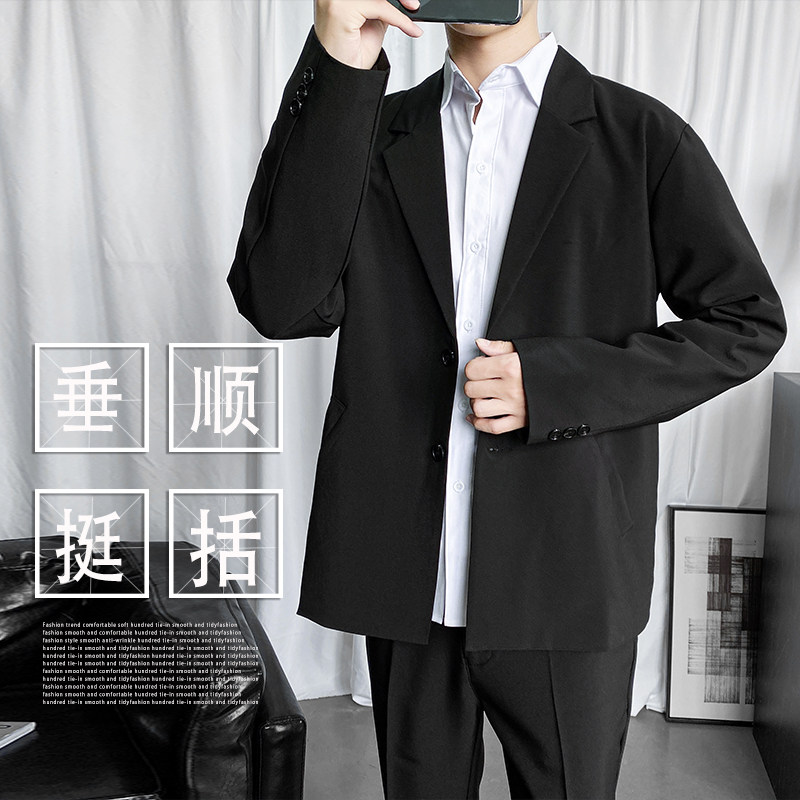 秋季ins小西装男休闲百搭设计感小众上衣韩版潮流西服图片