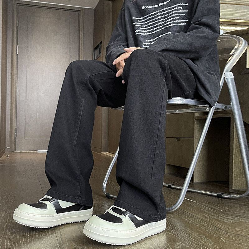 弹力牛仔裤男款美式高街微喇裤子水洗潮牌直筒黑色长裤K1930-P45,男装牛仔裤,星座610（原A335）