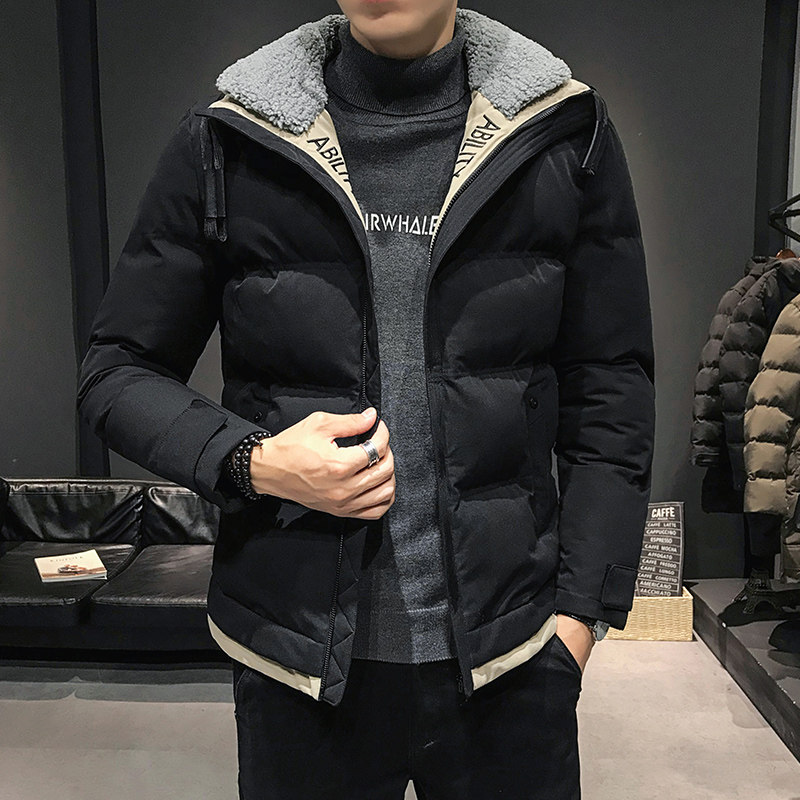 羊羔毛领冬季棉衣男加绒加厚宽松保暖棉袄外套韩版痞帅MY5502图片