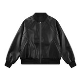 美式嘻哈PU皮机车服外套男潮牌宽松防风棒球服夹克JS5619-P90，男装夹克，星座610（原A335）