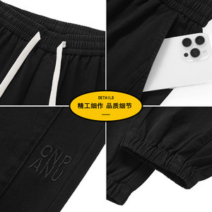 简约百搭休闲裤男款2026春季新款宽松垂感阔腿弯刀裤Z9993-P48图片