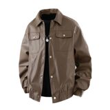 青年休闲皮夹克外套新款男秋季宽松潮牌时尚翻领PU皮衣Q5553-P75，男装夹克，星座610（原A335）