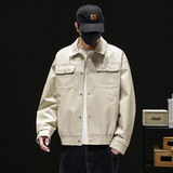 防水防污皮衣男款秋季高街痞帅外套复古宽松PU皮夹克Q5553-P75，男装夹克，星座610（原A335）