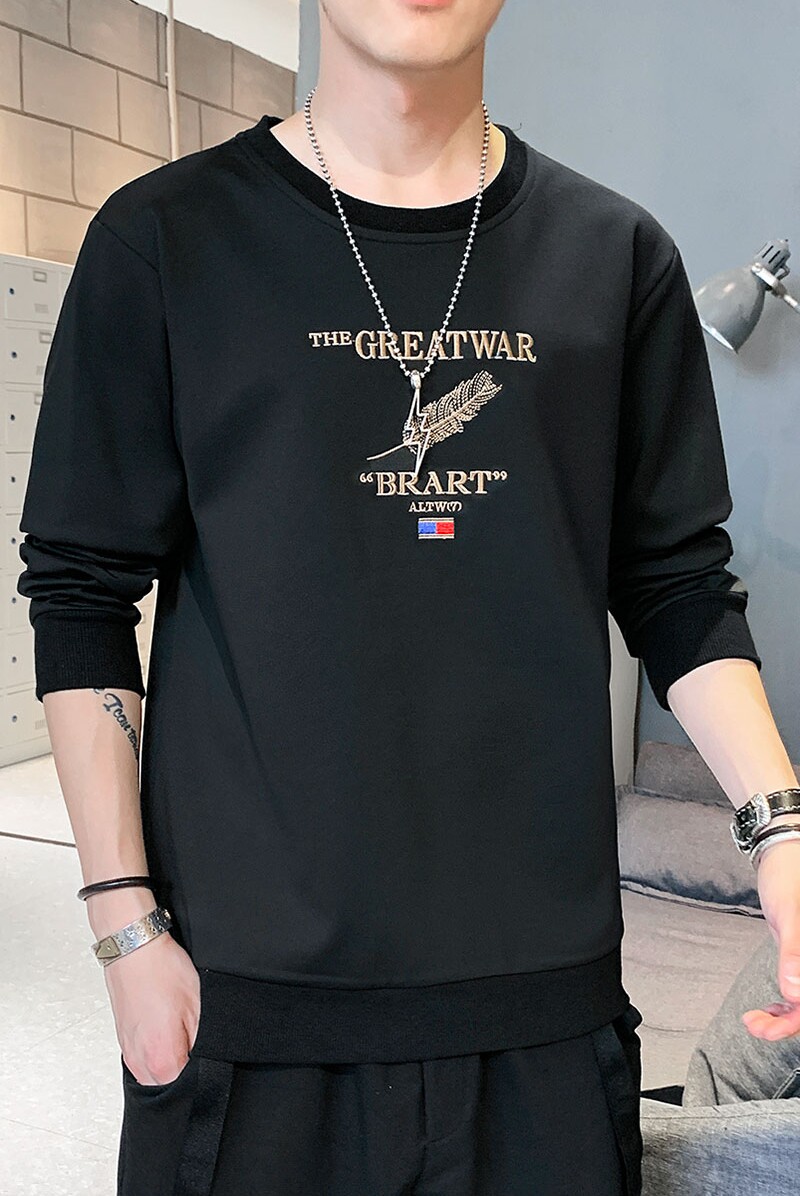 卫衣男时尚圆领打底T恤长袖帅气春季季印花潮流百搭潮牌W723-P28,男装卫衣,星座610（原A335）