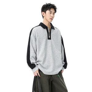 男士宽松半拉链卫衣2025秋季新款青少年时尚休闲撞色Q5571-特P42图片