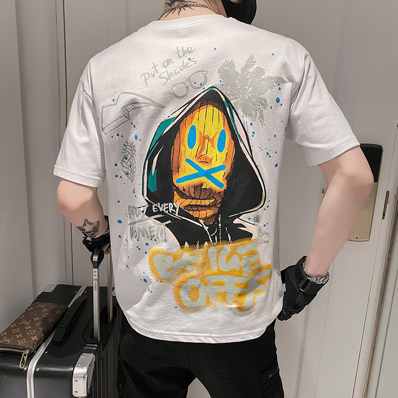 夏季新款短袖男社会小伙潮牌店主风印花时尚休闲圆领T恤T015-P40,男装T恤,星座610（原A335）