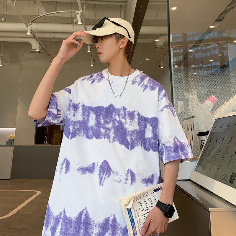 港风夏季新款全棉T恤男时尚韩版潮牌宽松百搭印花打底衫T060-P40图片