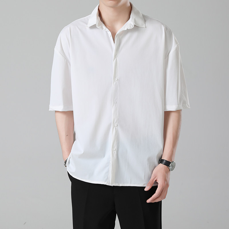 2024年夏季薄款冰丝大码短袖男ins高街宽松垂感衬衫CY009-特P26,男装衬衫,星座610（原A335）
