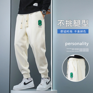 秋冬新款痞帅运动卫裤男潮流百搭高品质大码针织休闲裤W图片