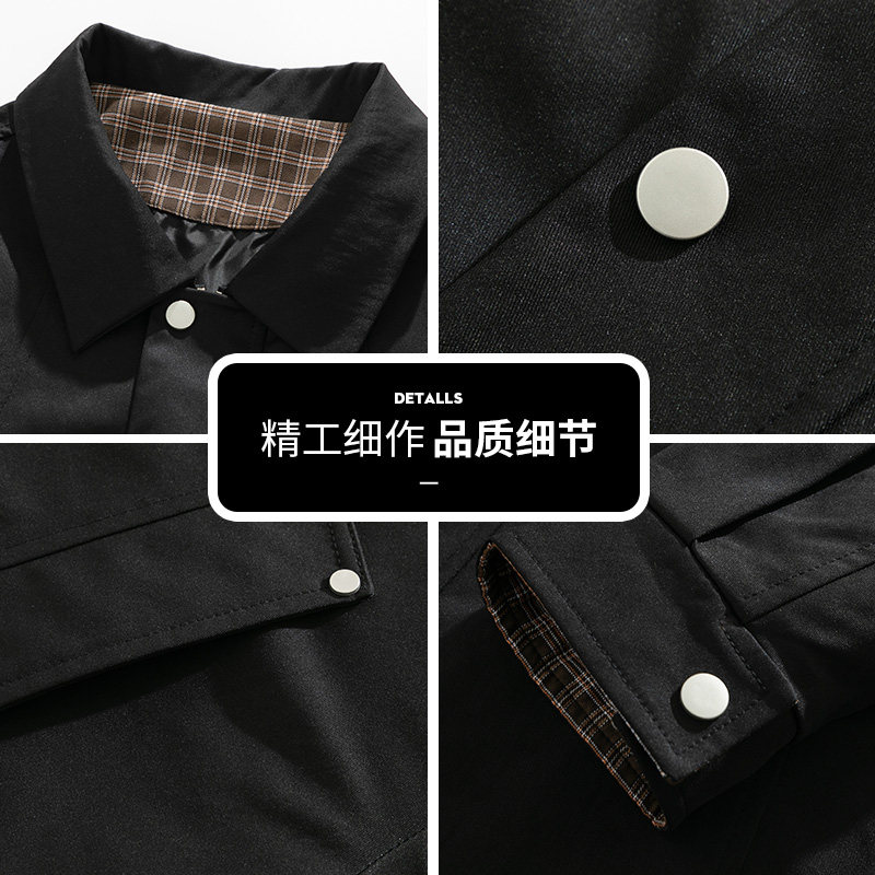 大码风衣男2025秋翻领时尚痞帅休闲宽松中长款外套上衣Q5539-P78,男装风衣,星座610（原A335）