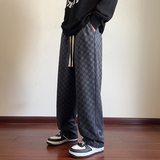 港风秋季运动裤宽松休闲潮牌垂感抗皱阔腿青少年老爹裤Q2369-P40，女装休闲裤，星座610（原A335）